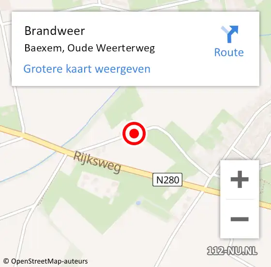 Locatie op kaart van de 112 melding: Brandweer Baexem, Oude Weerterweg op 16 april 2019 21:03