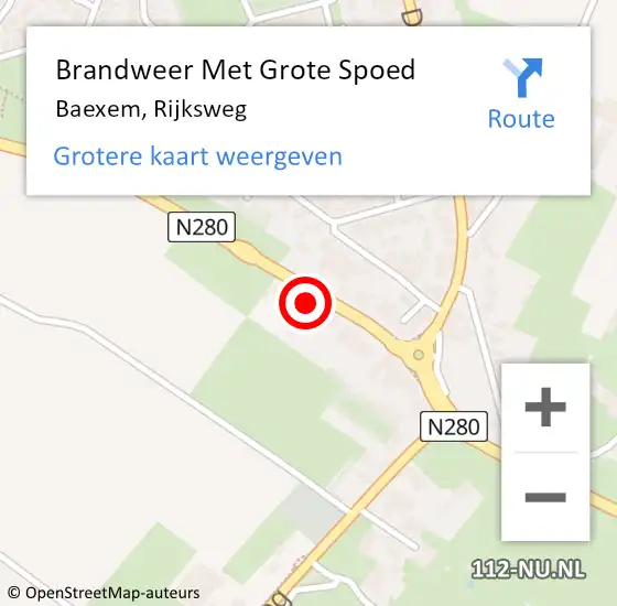 Locatie op kaart van de 112 melding: Brandweer Met Grote Spoed Naar Baexem, Rijksweg op 16 april 2019 21:04