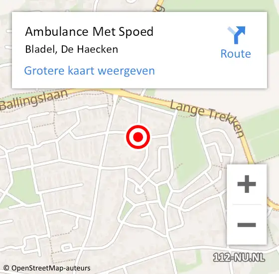 Locatie op kaart van de 112 melding: Ambulance Met Spoed Naar Bladel, De Haecken op 16 april 2019 23:58