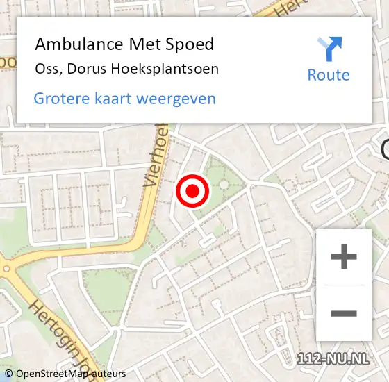 Locatie op kaart van de 112 melding: Ambulance Met Spoed Naar Oss, Dorus Hoeksplantsoen op 17 april 2019 01:38