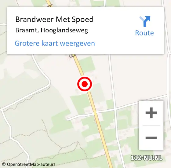 Locatie op kaart van de 112 melding: Brandweer Met Spoed Naar Braamt, Hooglandseweg op 17 april 2019 07:48