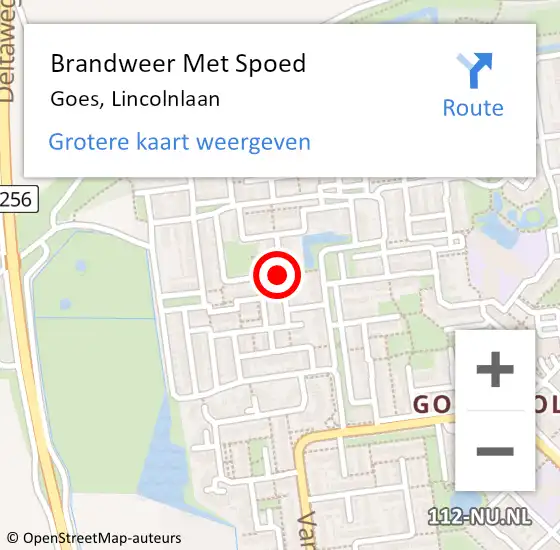 Locatie op kaart van de 112 melding: Brandweer Met Spoed Naar Goes, Lincolnlaan op 17 april 2019 08:09