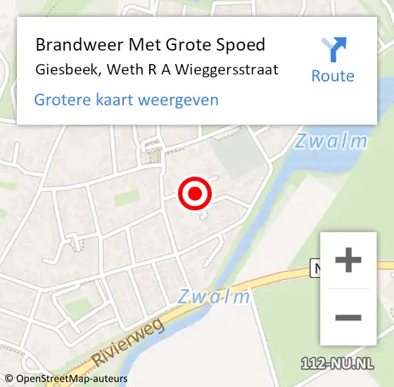 Locatie op kaart van de 112 melding: Brandweer Met Grote Spoed Naar Giesbeek, Weth R A Wieggersstraat op 17 april 2019 08:39