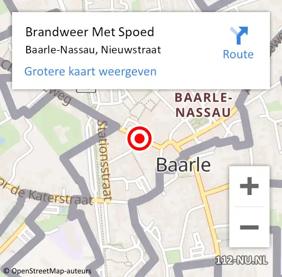 Locatie op kaart van de 112 melding: Brandweer Met Spoed Naar Baarle-Nassau, Nieuwstraat op 17 april 2019 09:04