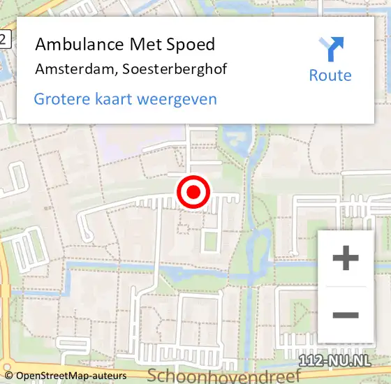 Locatie op kaart van de 112 melding: Ambulance Met Spoed Naar Amsterdam, Soesterberghof op 17 april 2019 09:40