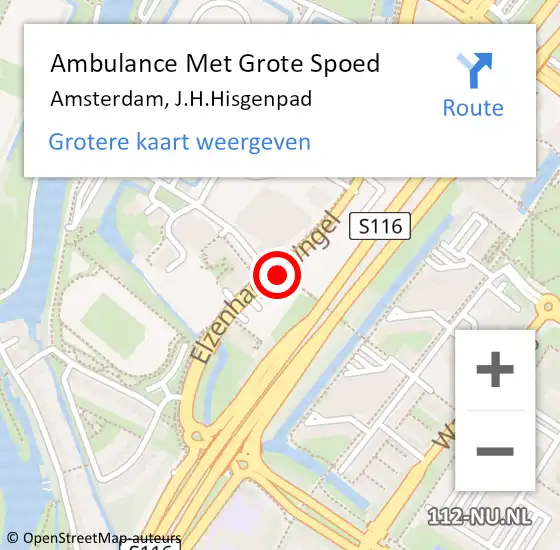 Locatie op kaart van de 112 melding: Ambulance Met Grote Spoed Naar Amsterdam, J.H.Hisgenpad op 17 april 2019 10:11