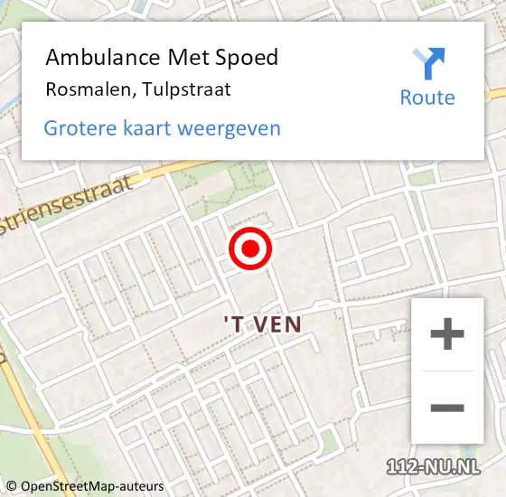 Locatie op kaart van de 112 melding: Ambulance Met Spoed Naar Rosmalen, Tulpstraat op 17 april 2019 10:48