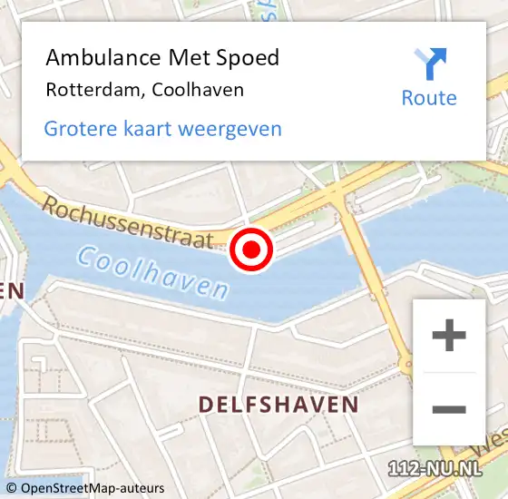 Locatie op kaart van de 112 melding: Ambulance Met Spoed Naar Rotterdam, Coolhaven op 17 april 2019 11:37