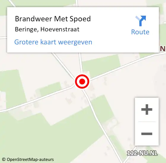Locatie op kaart van de 112 melding: Brandweer Met Spoed Naar Beringe, Hoevenstraat op 17 april 2019 11:39