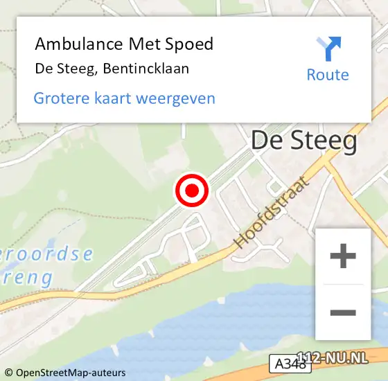 Locatie op kaart van de 112 melding: Ambulance Met Spoed Naar De Steeg, Bentincklaan op 17 april 2019 12:32