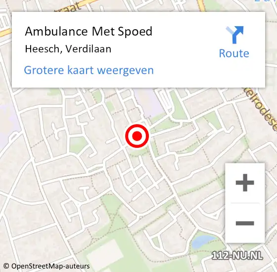 Locatie op kaart van de 112 melding: Ambulance Met Spoed Naar Heesch, Verdilaan op 17 april 2019 12:45