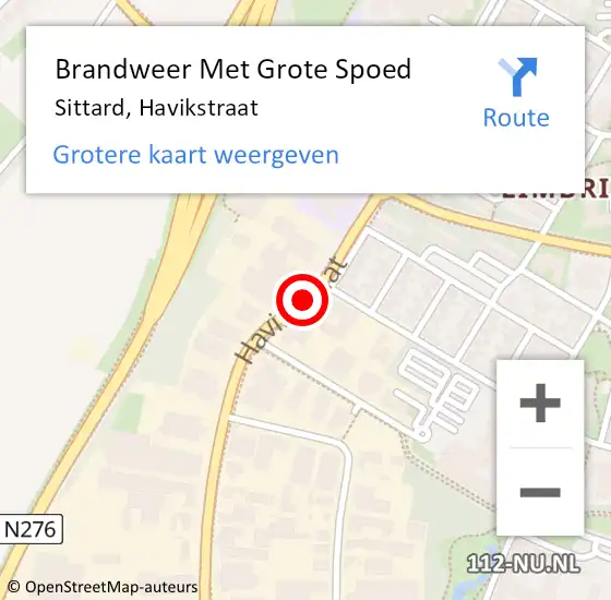 Locatie op kaart van de 112 melding: Brandweer Met Grote Spoed Naar Sittard, Havikstraat op 17 april 2019 12:57