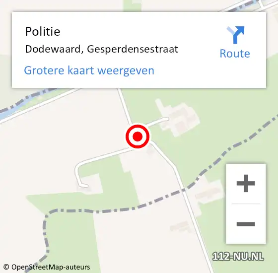 Locatie op kaart van de 112 melding: Politie Dodewaard, Gesperdensestraat op 17 april 2019 14:08