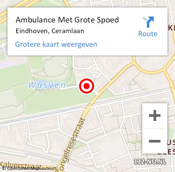 Locatie op kaart van de 112 melding: Ambulance Met Grote Spoed Naar Eindhoven, Ceramlaan op 17 april 2019 14:40