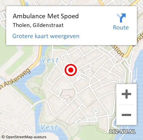 Locatie op kaart van de 112 melding: Ambulance Met Spoed Naar Tholen, Gildenstraat op 29 maart 2014 16:12