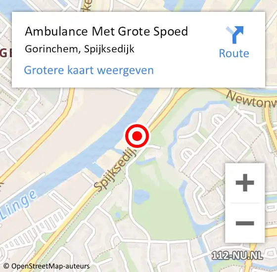 Locatie op kaart van de 112 melding: Ambulance Met Grote Spoed Naar Gorinchem, Spijksedijk op 17 april 2019 15:48