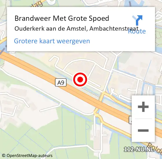 Locatie op kaart van de 112 melding: Brandweer Met Grote Spoed Naar Ouderkerk aan de Amstel, Ambachtenstraat op 17 april 2019 15:51