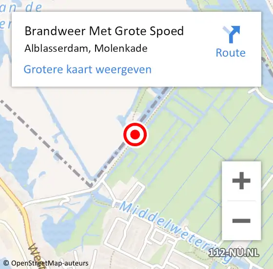 Locatie op kaart van de 112 melding: Brandweer Met Grote Spoed Naar Alblasserdam, Molenkade op 17 april 2019 15:52