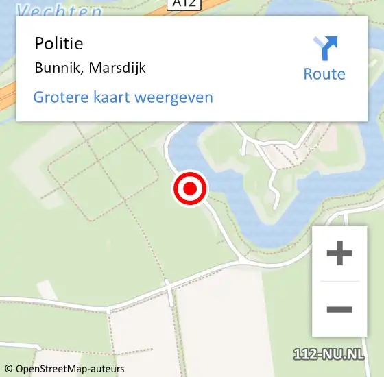 Locatie op kaart van de 112 melding: Politie Bunnik, Marsdijk op 17 april 2019 16:41
