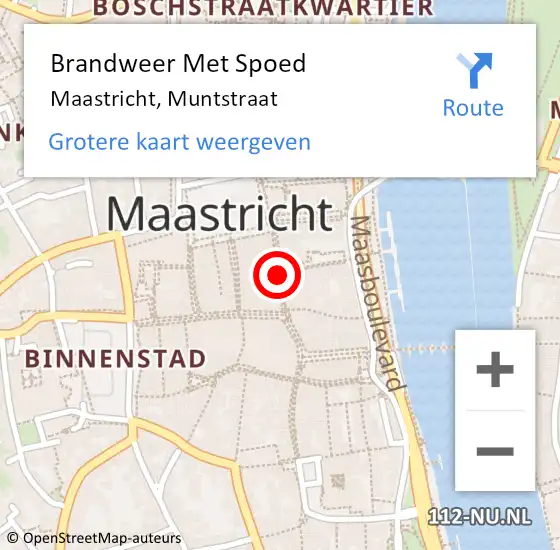 Locatie op kaart van de 112 melding: Brandweer Met Spoed Naar Maastricht, Muntstraat op 17 april 2019 17:24