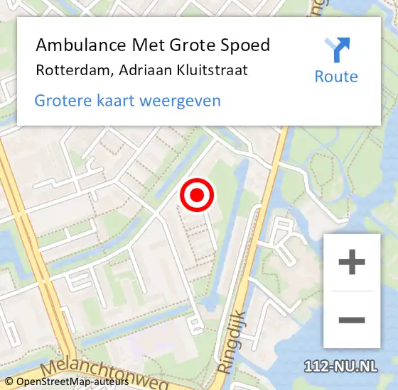 Locatie op kaart van de 112 melding: Ambulance Met Grote Spoed Naar Rotterdam, Adriaan Kluitstraat op 17 april 2019 18:09