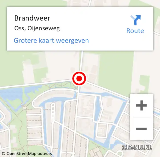 Locatie op kaart van de 112 melding: Brandweer Oss, Oijenseweg op 17 april 2019 19:47