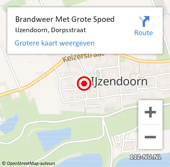 Locatie op kaart van de 112 melding: Brandweer Met Grote Spoed Naar IJzendoorn, Dorpsstraat op 17 april 2019 19:54