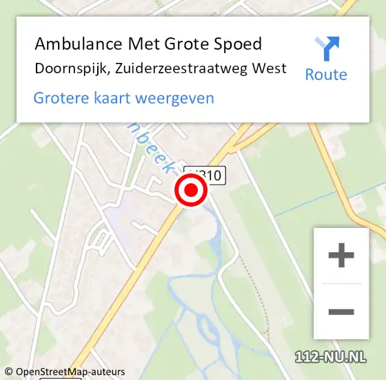 Locatie op kaart van de 112 melding: Ambulance Met Grote Spoed Naar Doornspijk, Zuiderzeestraatweg West op 17 april 2019 20:01