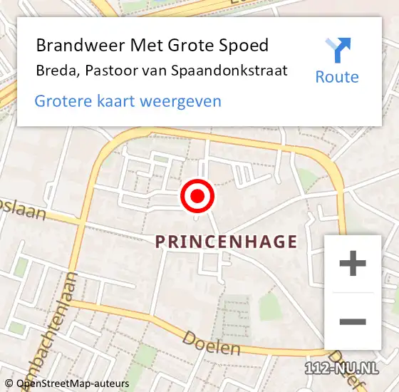 Locatie op kaart van de 112 melding: Brandweer Met Grote Spoed Naar Breda, Pastoor Van Spaandonkstraat op 17 april 2019 20:43