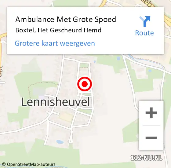 Locatie op kaart van de 112 melding: Ambulance Met Grote Spoed Naar Boxtel, Het Gescheurd Hemd op 17 april 2019 22:33