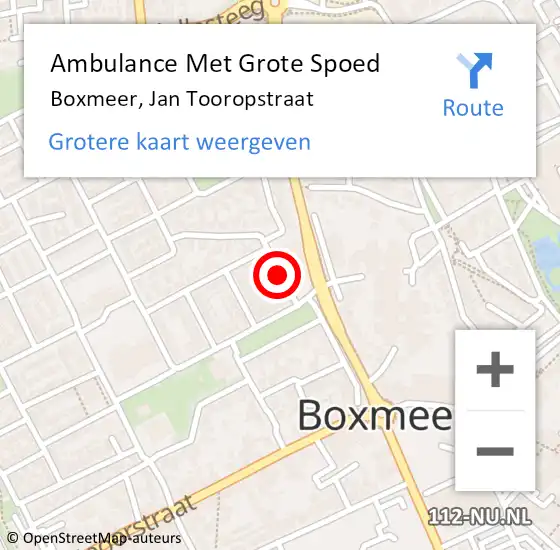 Locatie op kaart van de 112 melding: Ambulance Met Grote Spoed Naar Boxmeer, Jan Tooropstraat op 17 april 2019 22:43