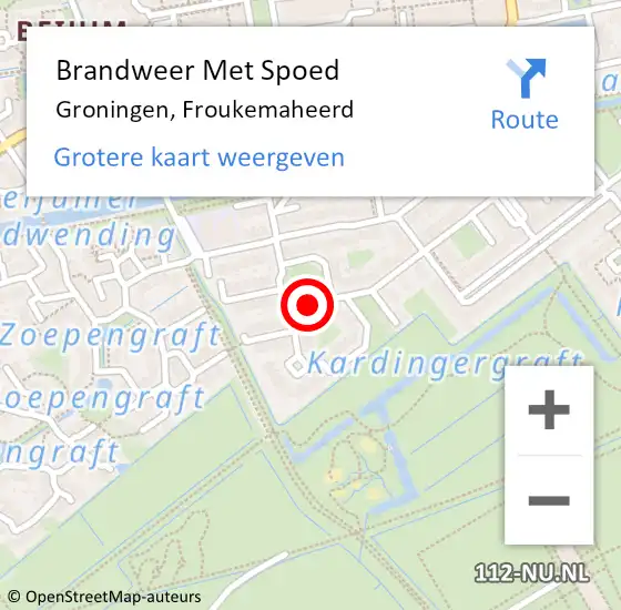 Locatie op kaart van de 112 melding: Brandweer Met Spoed Naar Groningen, Froukemaheerd op 17 april 2019 23:10