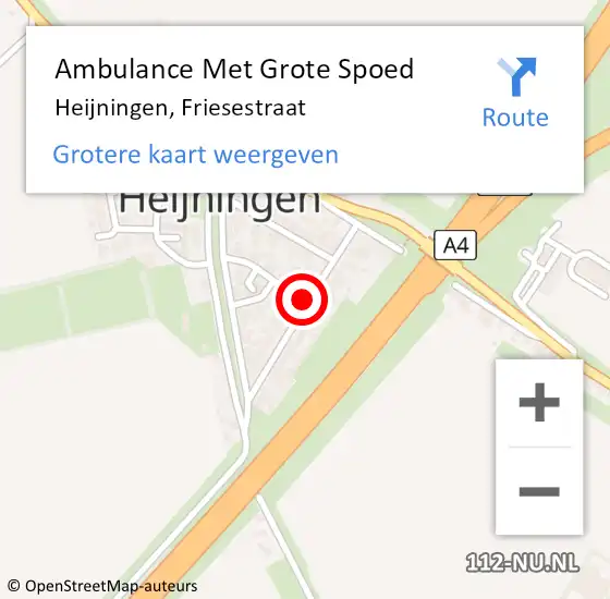 Locatie op kaart van de 112 melding: Ambulance Met Grote Spoed Naar Heijningen, Friesestraat op 18 april 2019 00:54