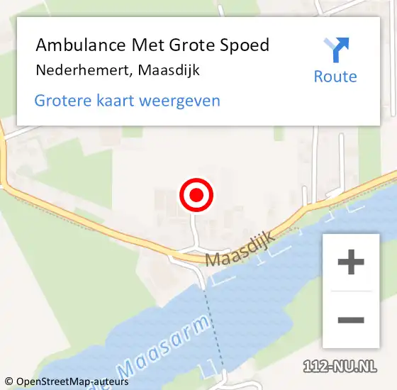 Locatie op kaart van de 112 melding: Ambulance Met Grote Spoed Naar Nederhemert, Maasdijk op 18 april 2019 02:38