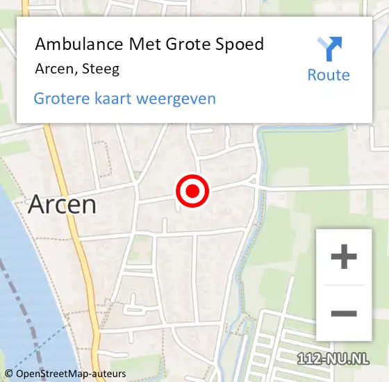 Locatie op kaart van de 112 melding: Ambulance Met Grote Spoed Naar Arcen, Steeg op 18 april 2019 06:35