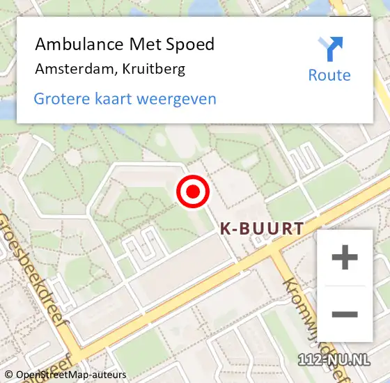 Locatie op kaart van de 112 melding: Ambulance Met Spoed Naar Amsterdam, Kruitberg op 18 april 2019 07:54