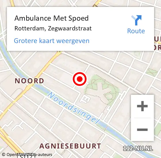 Locatie op kaart van de 112 melding: Ambulance Met Spoed Naar Rotterdam, Zegwaardstraat op 18 april 2019 08:11