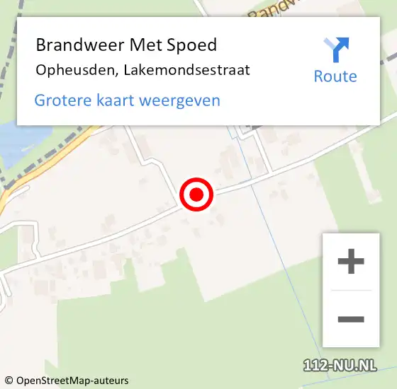 Locatie op kaart van de 112 melding: Brandweer Met Spoed Naar Opheusden, Lakemondsestraat op 18 april 2019 08:18