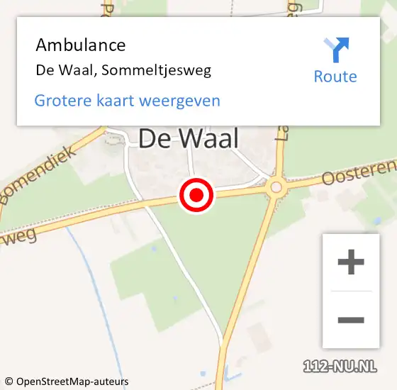 Locatie op kaart van de 112 melding: Ambulance De Waal, Sommeltjesweg op 18 april 2019 08:47