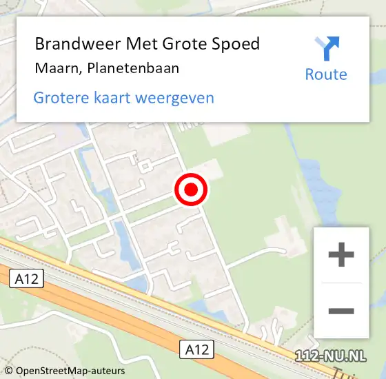 Locatie op kaart van de 112 melding: Brandweer Met Grote Spoed Naar Maarn, Planetenbaan op 18 april 2019 08:52