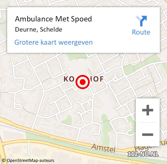 Locatie op kaart van de 112 melding: Ambulance Met Spoed Naar Deurne, Schelde op 18 april 2019 10:43