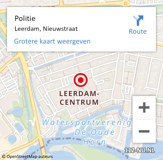 Locatie op kaart van de 112 melding: Politie Leerdam, Nieuwstraat op 18 april 2019 11:01