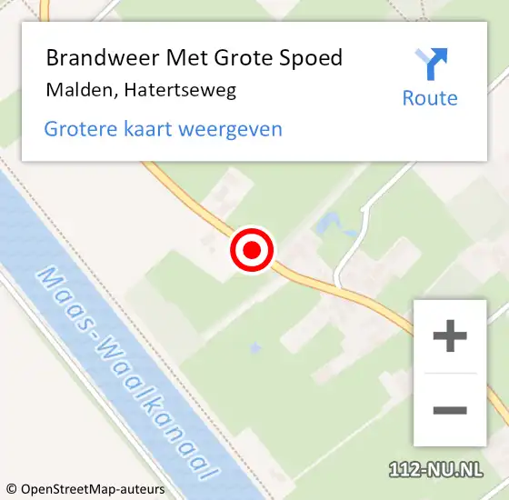 Locatie op kaart van de 112 melding: Brandweer Met Grote Spoed Naar Malden, Hatertseweg op 18 april 2019 11:32