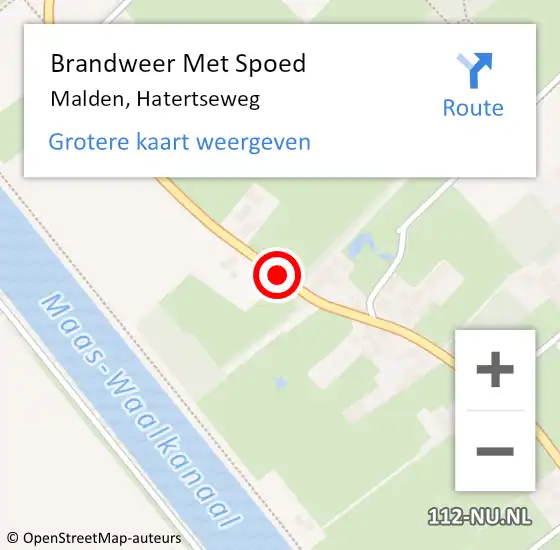 Locatie op kaart van de 112 melding: Brandweer Met Spoed Naar Malden, Hatertseweg op 18 april 2019 11:49