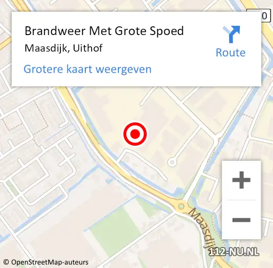 Locatie op kaart van de 112 melding: Brandweer Met Grote Spoed Naar Maasdijk, Uithof op 27 september 2013 01:13