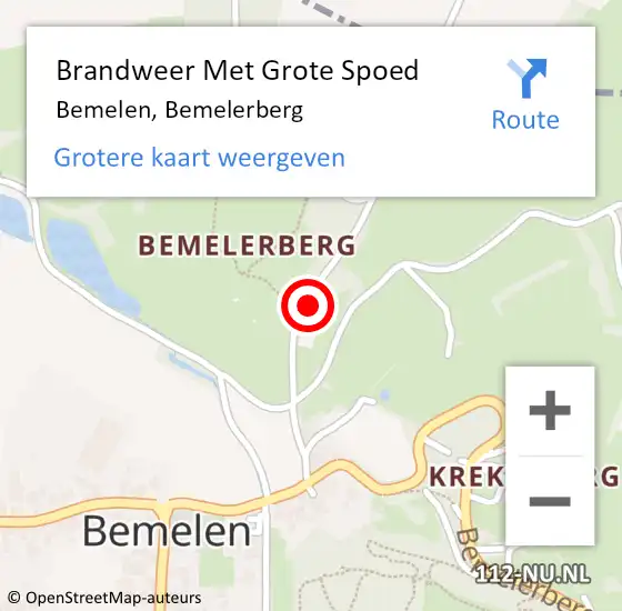 Locatie op kaart van de 112 melding: Brandweer Met Grote Spoed Naar Bemelen, Bemelerberg op 18 april 2019 11:58