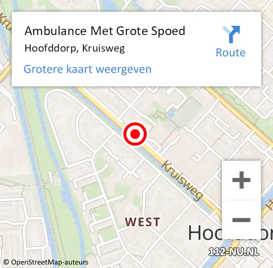 Locatie op kaart van de 112 melding: Ambulance Met Grote Spoed Naar Hoofddorp, Kruisweg op 18 april 2019 12:10