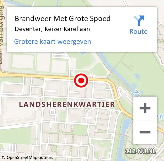 Locatie op kaart van de 112 melding: Brandweer Met Grote Spoed Naar Deventer, Keizer Karellaan op 18 april 2019 12:29