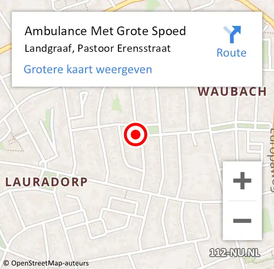 Locatie op kaart van de 112 melding: Ambulance Met Grote Spoed Naar Landgraaf, Pastoor Erensstraat op 29 maart 2014 17:42