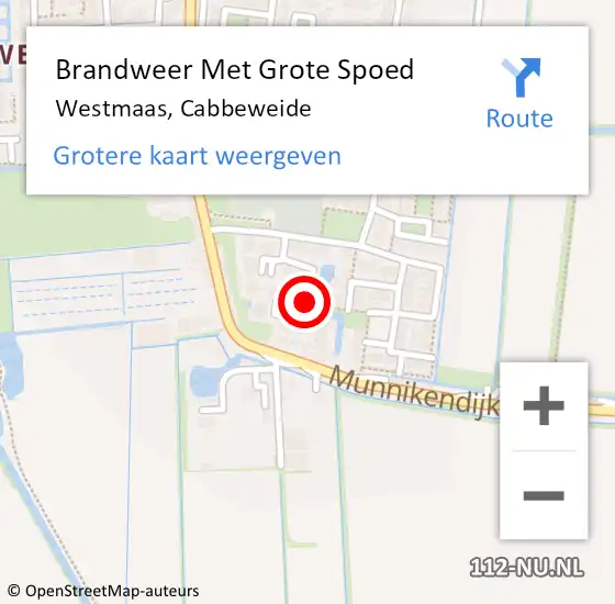 Locatie op kaart van de 112 melding: Brandweer Met Grote Spoed Naar Westmaas, Cabbeweide op 18 april 2019 12:59